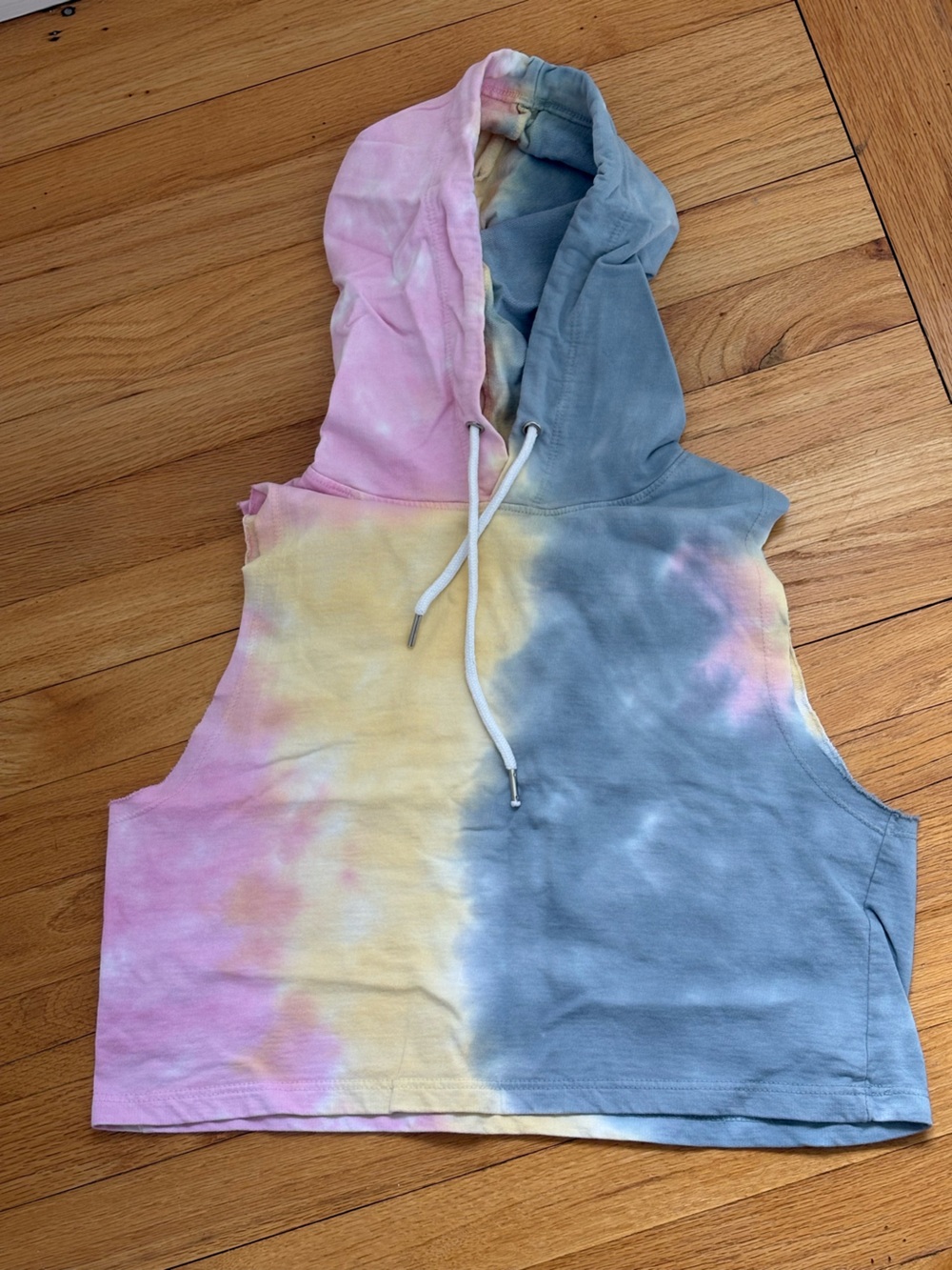 Tie-Dye Pastel Cropped Hoodie - Pink, Yellow, Blue